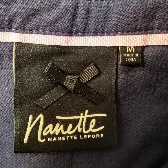 Nanette Lepore Navy Blue White Quilted Cotton Jacket - Picture 4 of 6